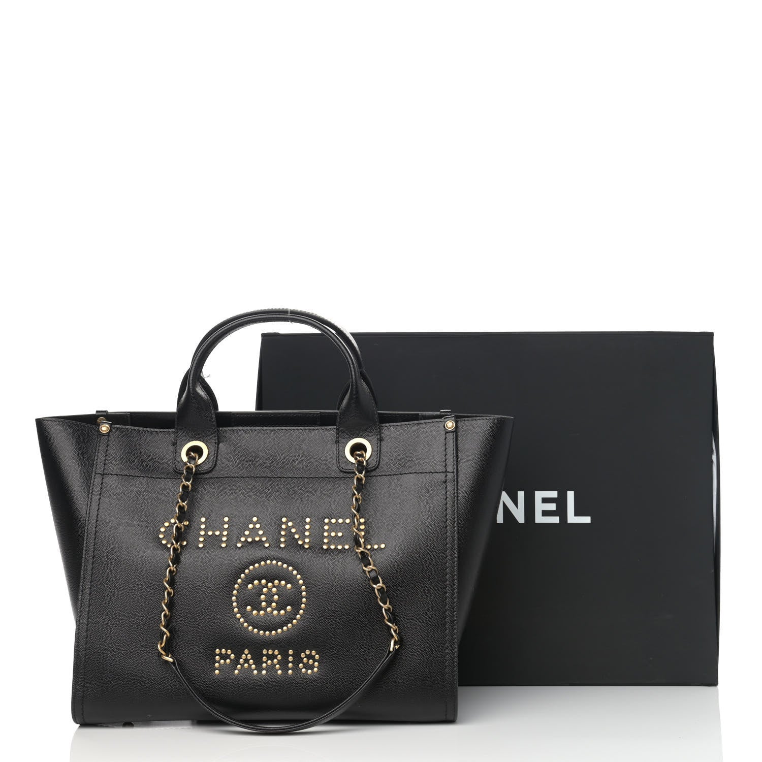 Chanel Caviar Small Studded Deauville Tote Black 13 of 13