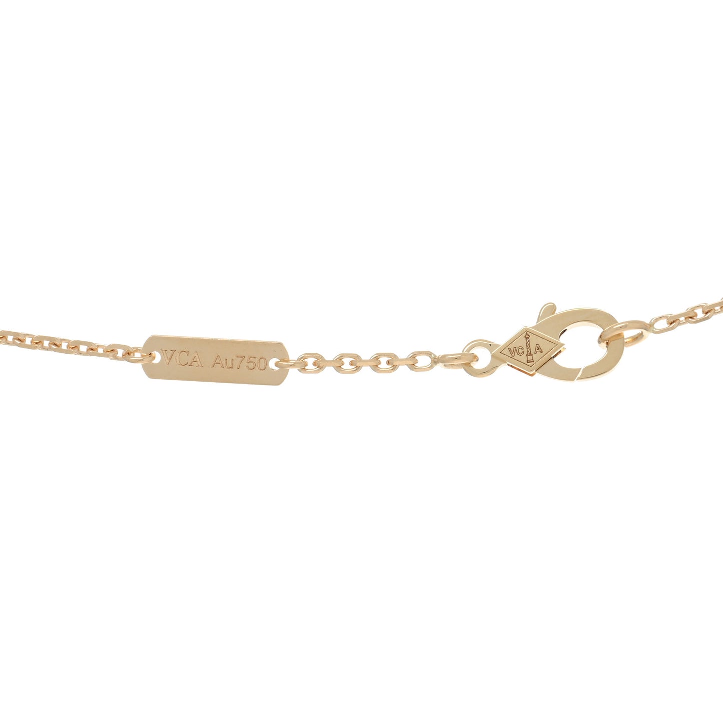 18K Yellow Gold Mother of Pearl Vintage Alhambra Pendant Necklace