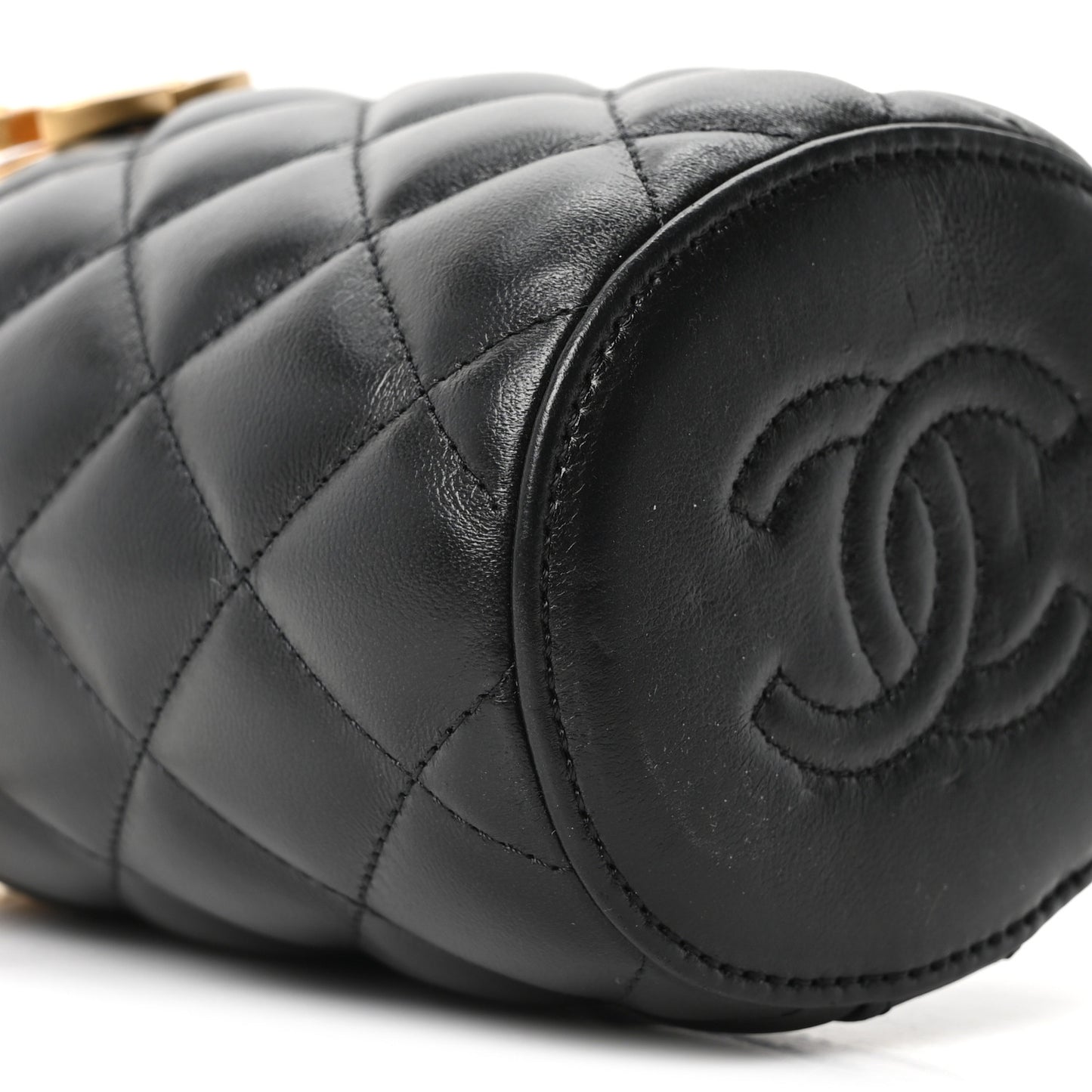 Lambskin Quilted Mini Crown Box Bag Black