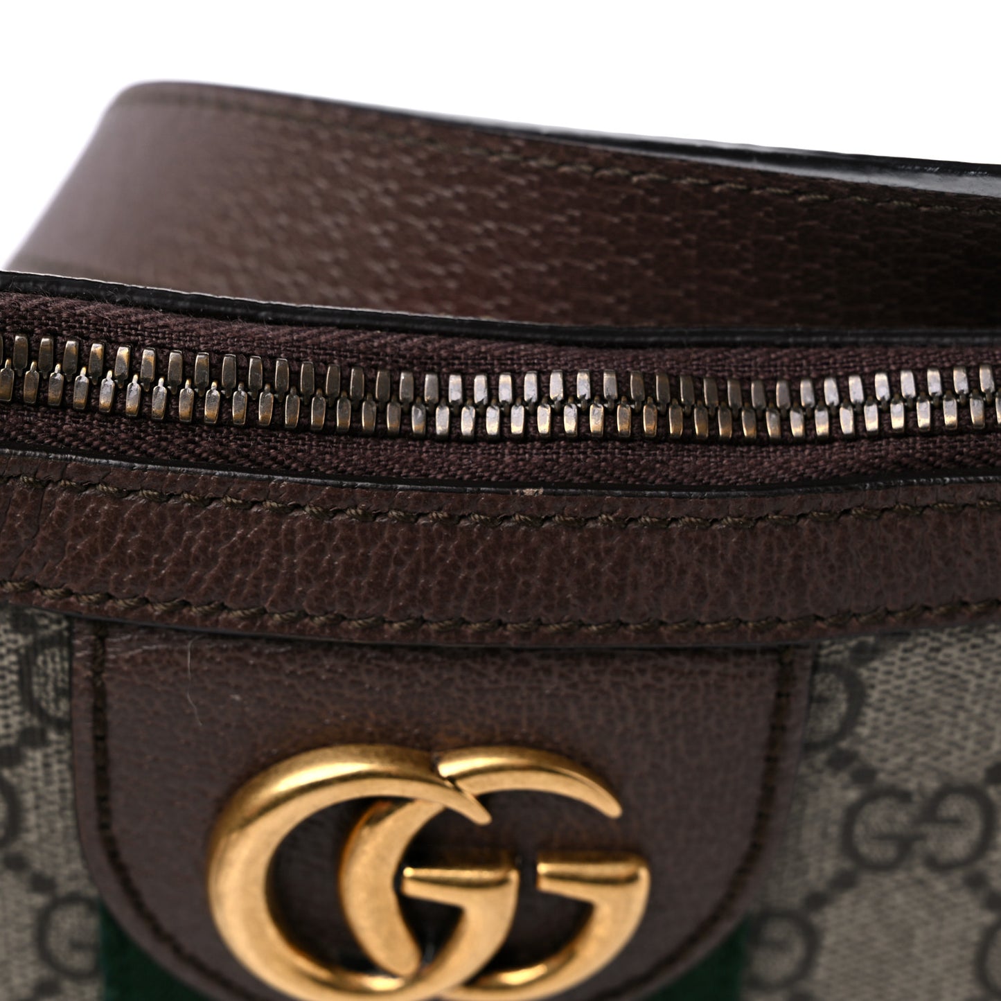 GG Supreme Monogram Web Small Ophidia Half Moon Hobo Brown