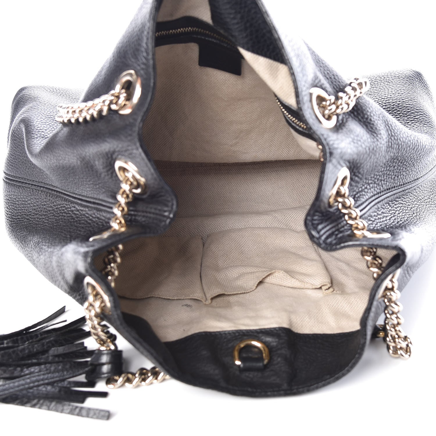 Gucci Pebbled Calfskin Medium Soho Chain Shoulder Bag Black 5 of 11