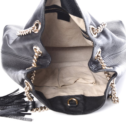 Gucci Pebbled Calfskin Medium Soho Chain Shoulder Bag Black 5 of 11