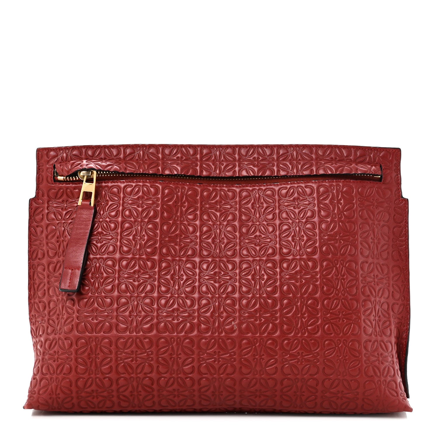 Loewe Calfskin Embossed Repeat T Pouch Raspberry 1 of 7