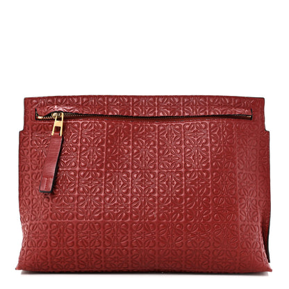 Loewe Calfskin Embossed Repeat T Pouch Raspberry 1 of 7
