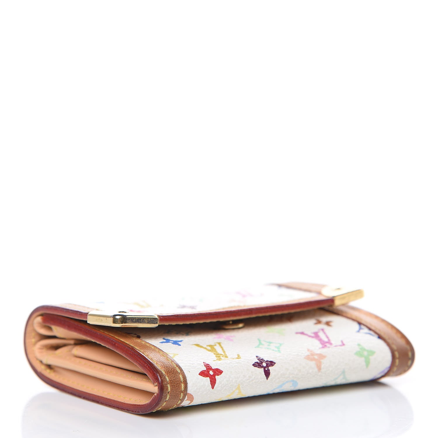 Louis Vuitton Monogram Multicolor Porte-Monnaie Plat Coin Purse White 4 of 11