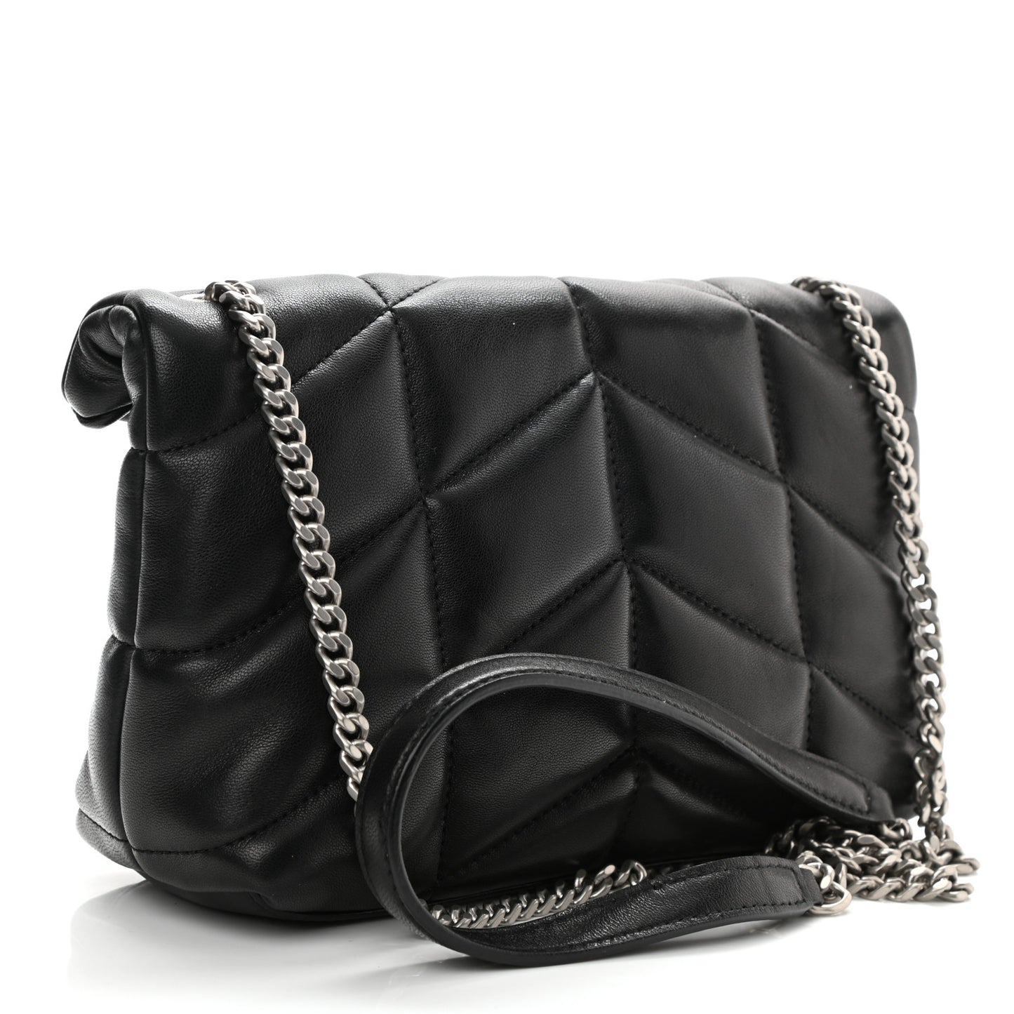 Lambskin Quilted Toy Loulou Puffer Monogram Chain Satchel Black