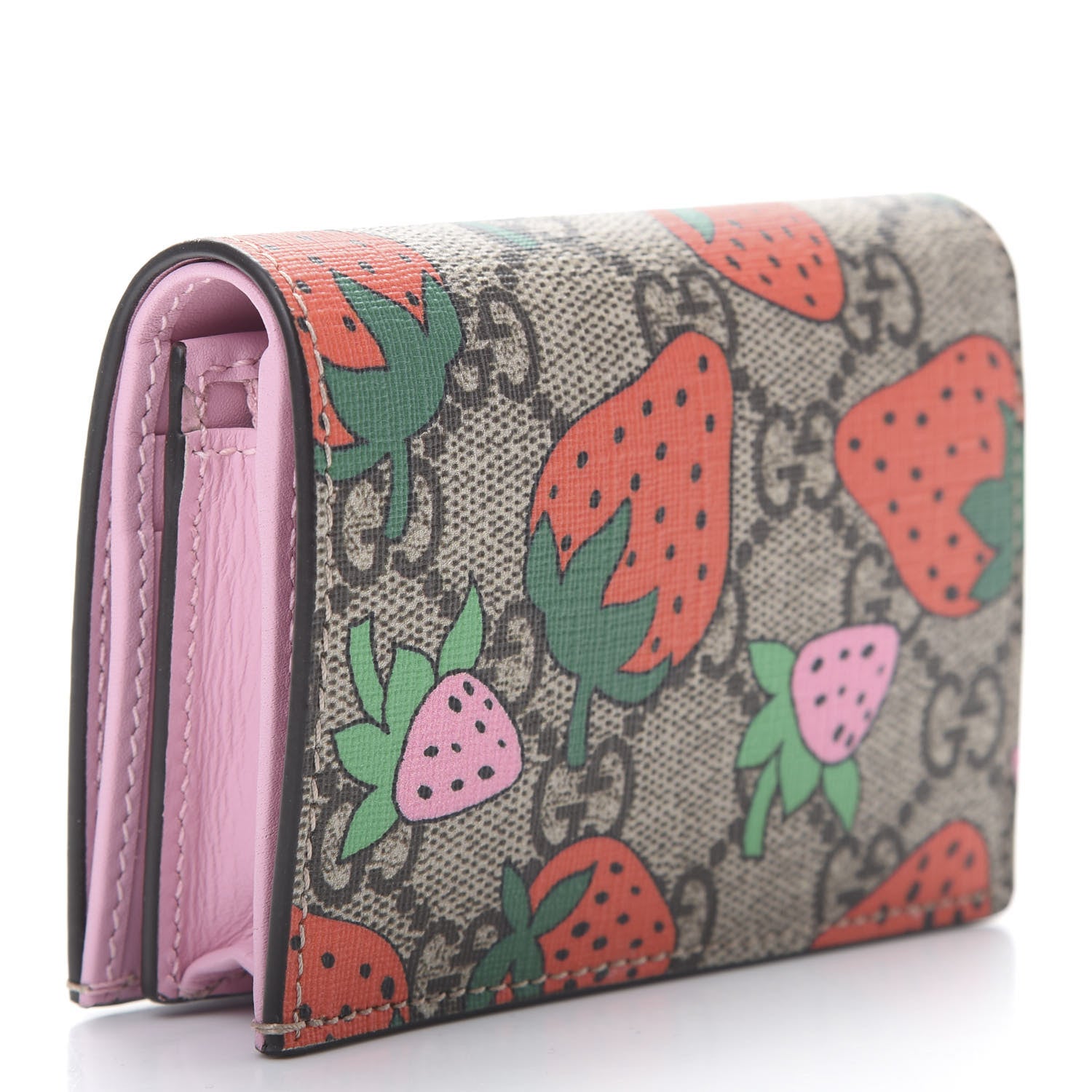 Gucci GG Supreme Monogram Strawberry Card Case 3 of 8