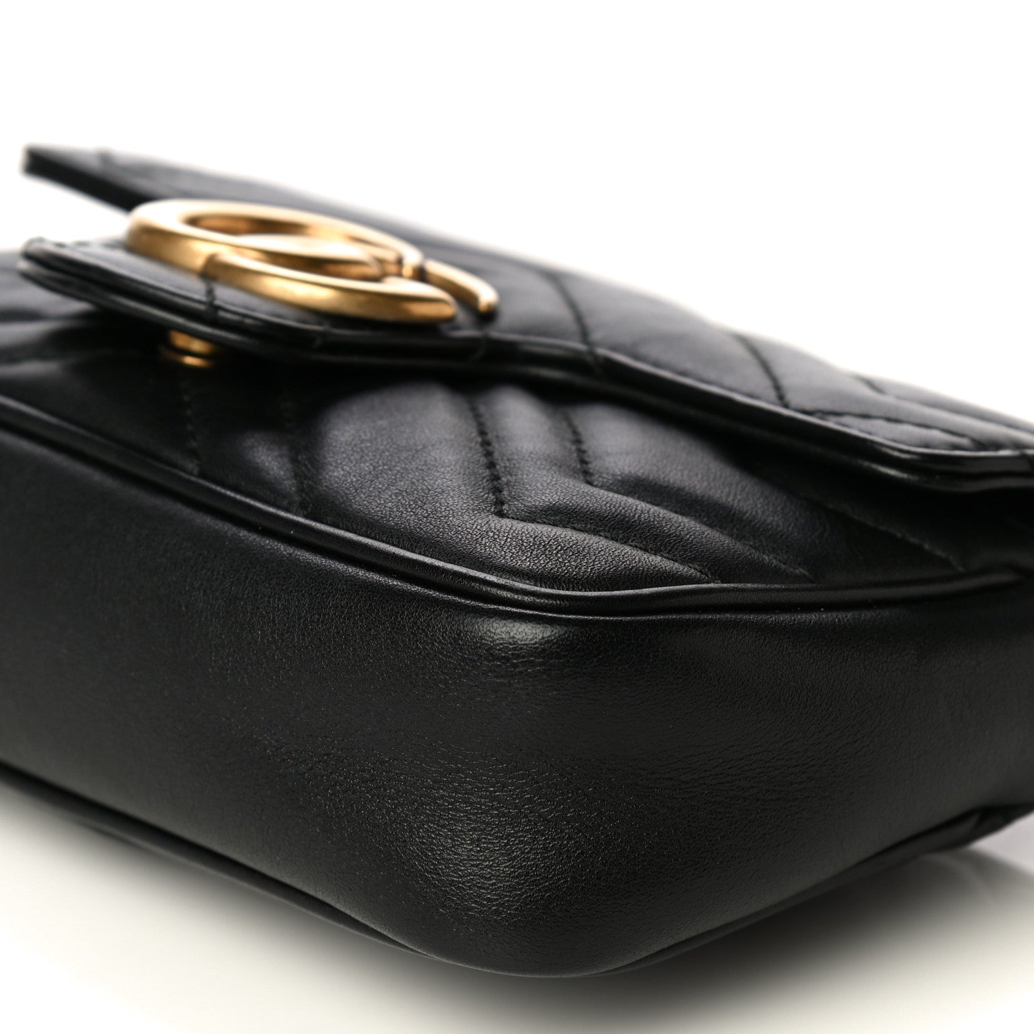 Gucci Calfskin Matelasse Super Mini GG Marmont Shoulder Bag Black 11 of 18