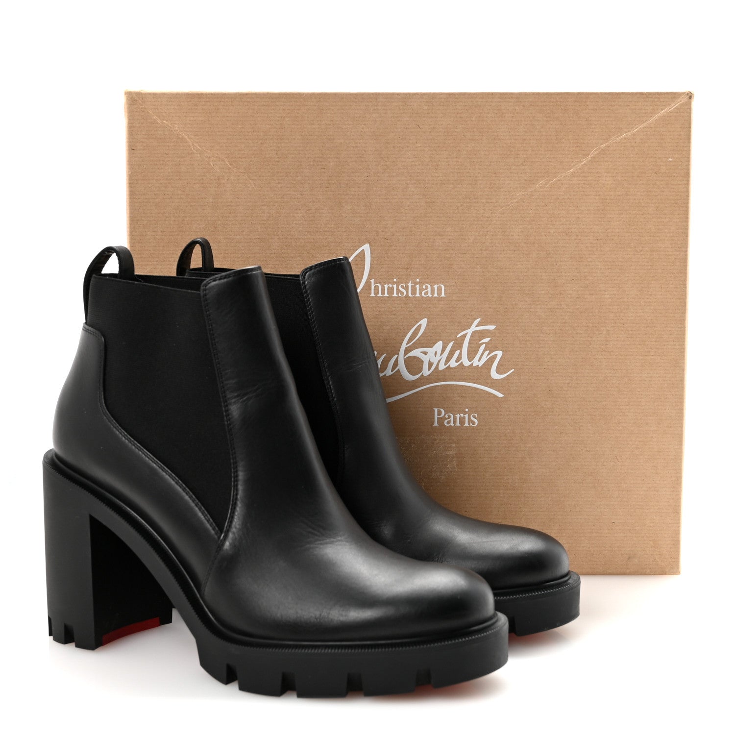 Christian Louboutin Calfskin Marchacroche 70 Chelsea Boots 38 Black 9 of 9