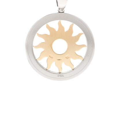 Bulgari Stainless Steel 18K Yellow Gold Diamond Tondo Sun Pendant 4 of 4