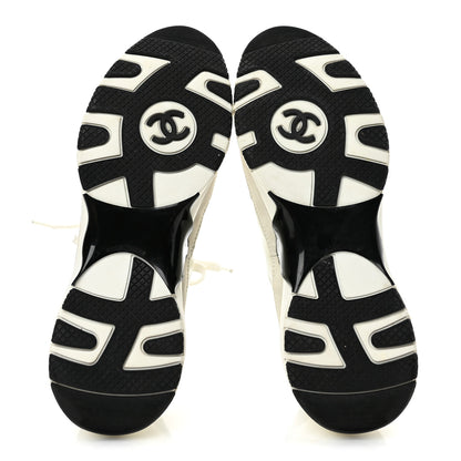 Chanel Suede Calfskin Womens CC Sneakers 39 White Black 6 of 11