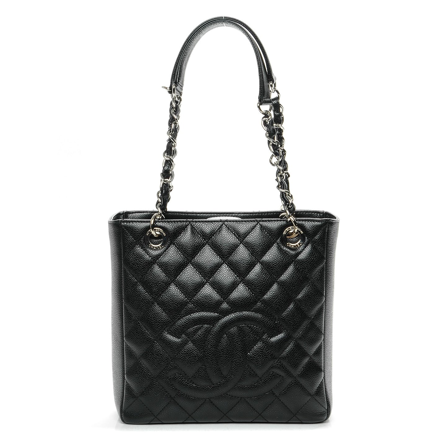 Caviar Quilted Petit Shopping Tote PST Black