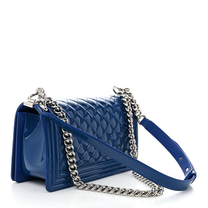 Chanel Patent Calfskin Quilted Medium Plexiglass Boy Flap Blue 3 of 10