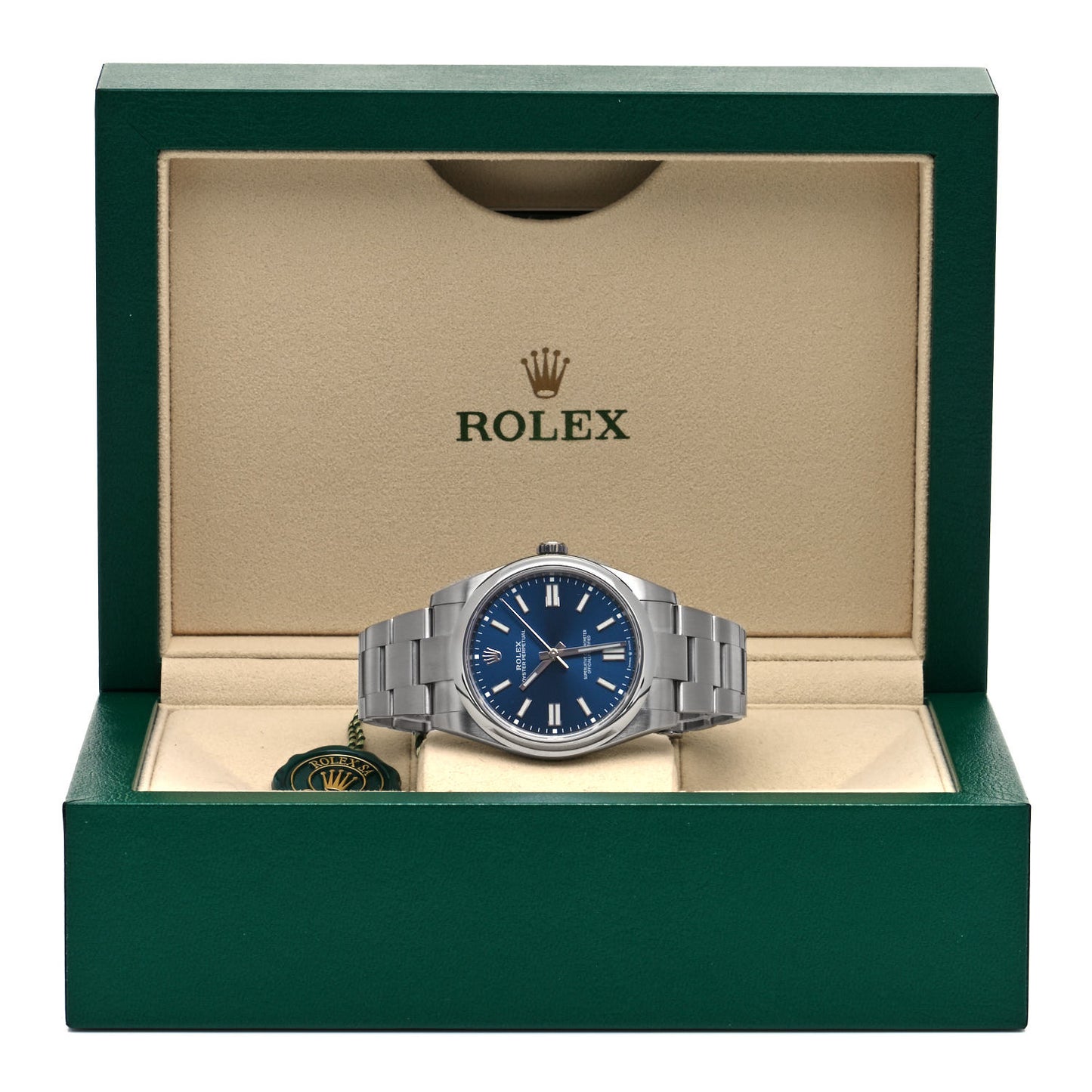 Stainless Steel 41mm Oyster Perpetual Watch Bright Blue 124300