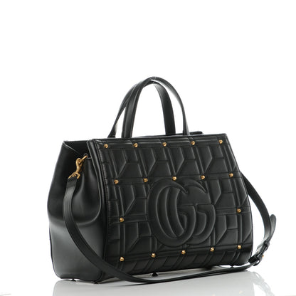 Gucci Calfskin Matelasse Studded Medium GG Marmont Tote Black 3 of 7