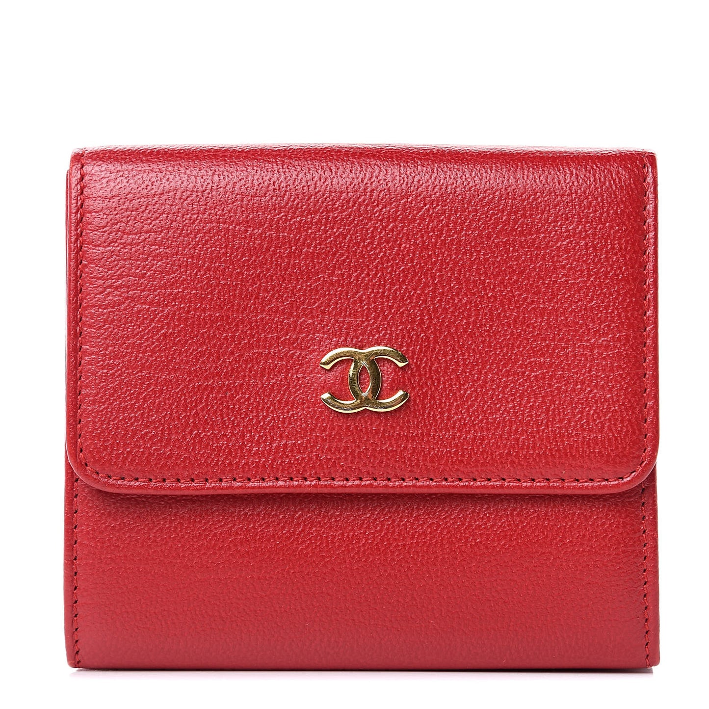 Goatskin Compact Double Sided Wallet Red