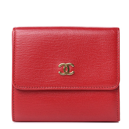 Chanel Goatskin Compact Double Sided Wallet Red 1 of 9