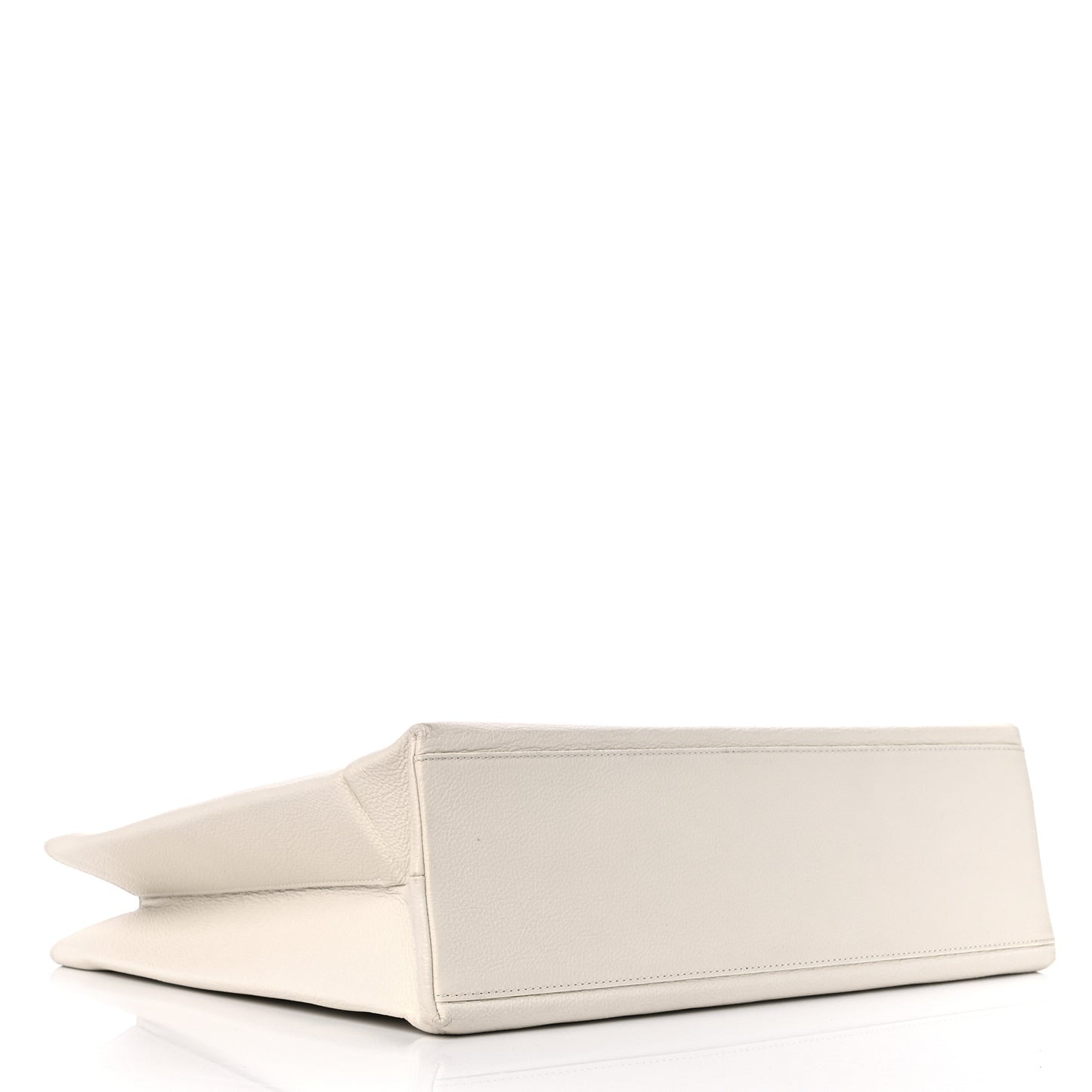 Calfskin Logo Medium Shopping Tote White