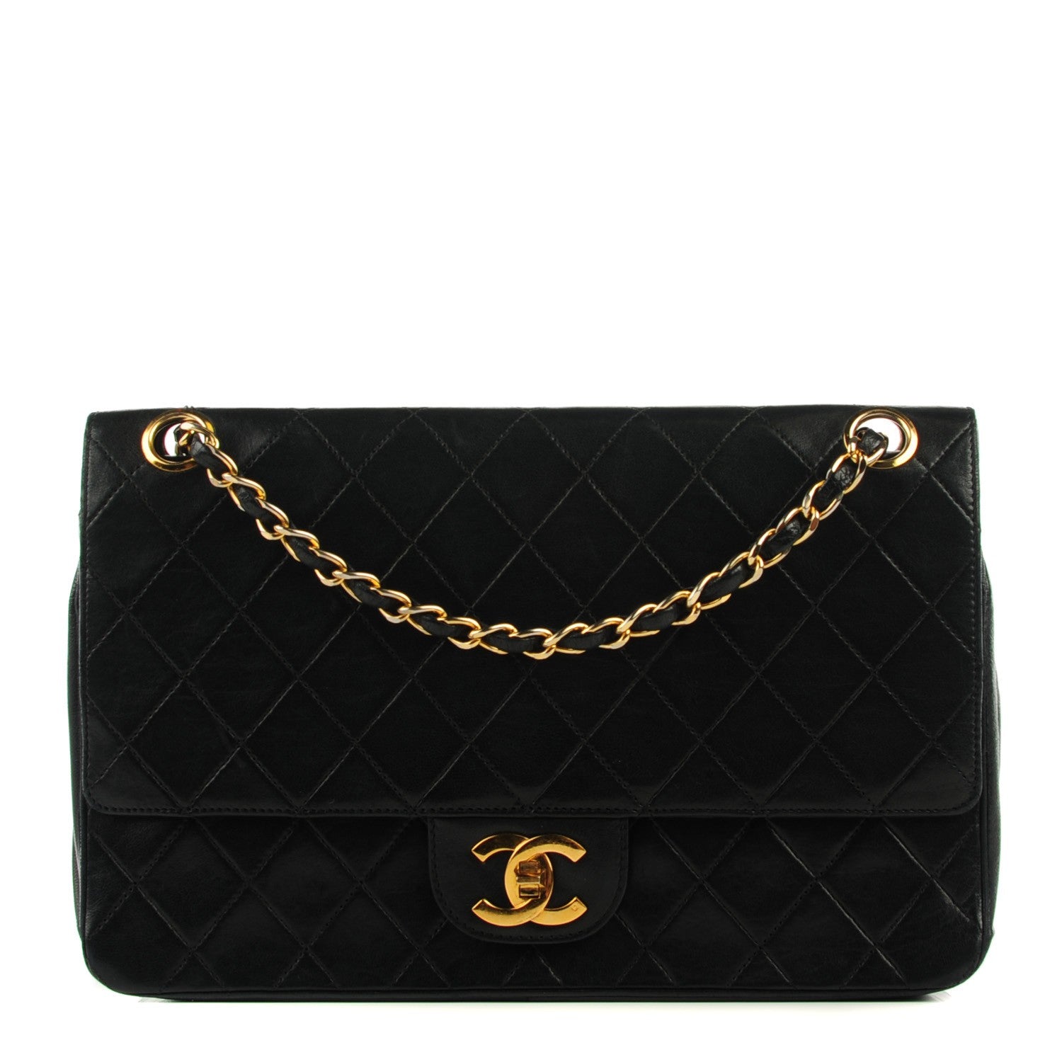 Chanel Lambskin Quilted Medium Double Flap Black 1 of 9
