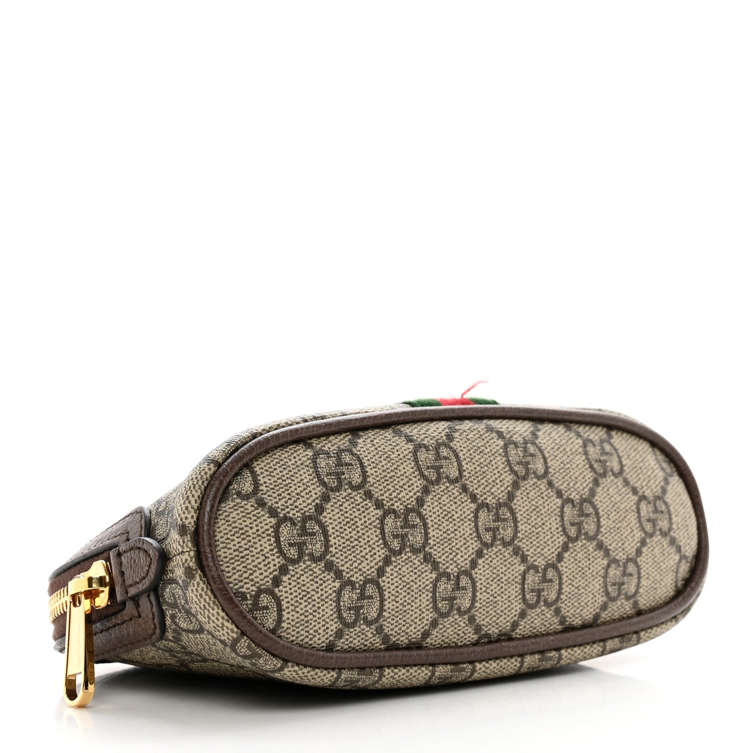 Gucci GG Supreme Monogram Textured Calfskin Web Medium Ophidia Cosmetic Case Beige Ebony New Acero 4 of 8