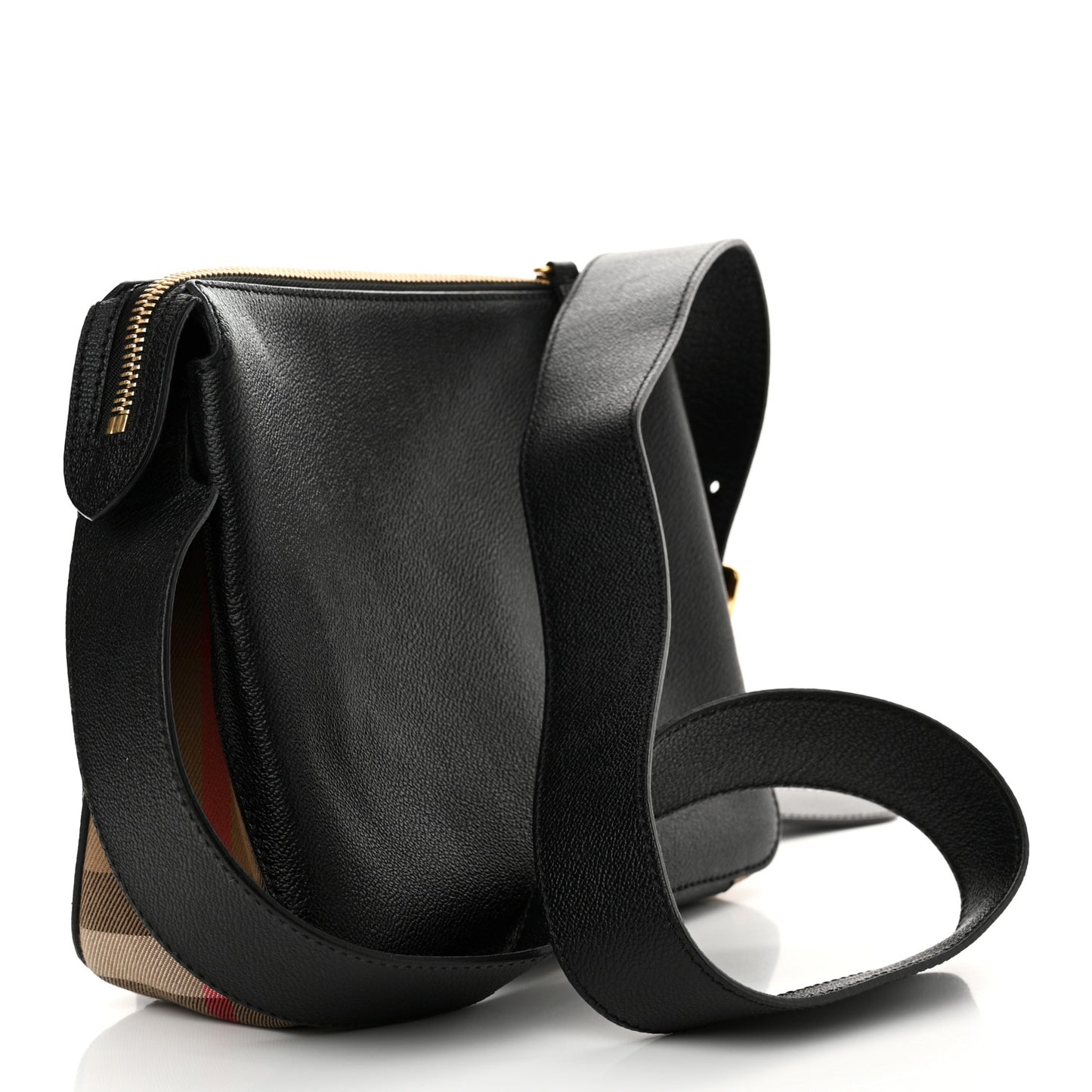 Soft Grain Calfskin House Check Small Helmsley Crossbody Black