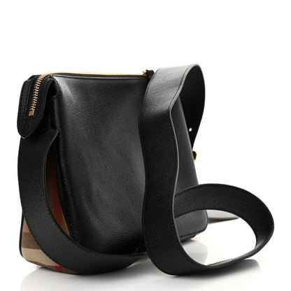 Burberry Soft Grain Calfskin House Check Small Helmsley Crossbody Black 3 of 11