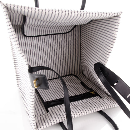 Celine Cotton Canvas Striped Medium Phantom Luggage White Navy 5 of 8