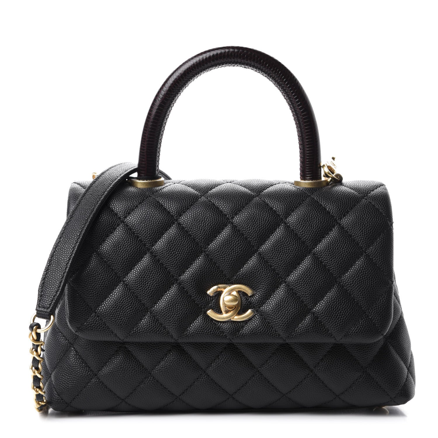 Chanel Caviar Lizard Embossed Quilted Mini Coco Handle Flap Black 1 of 11