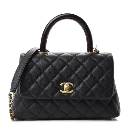 Chanel Caviar Lizard Embossed Quilted Mini Coco Handle Flap Black 1 of 11