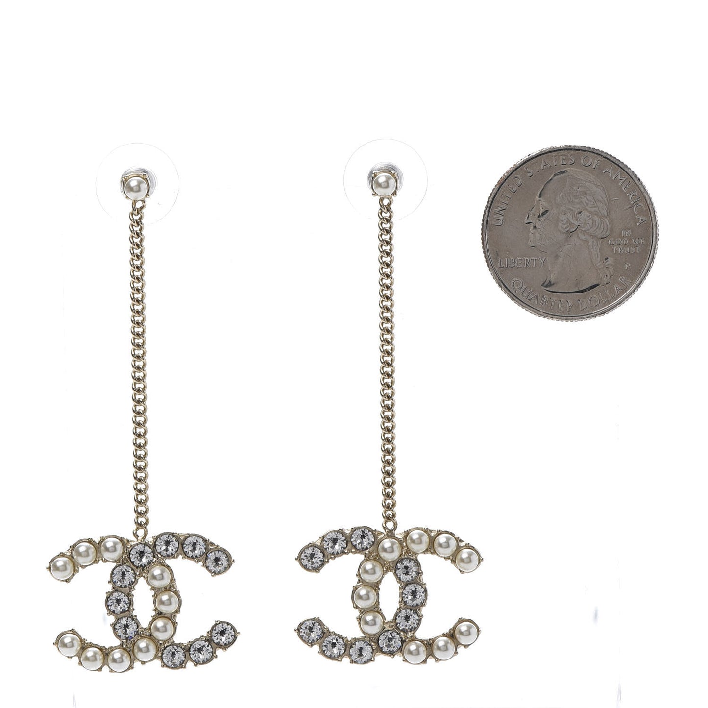 Crystal Pearl Dazzling Domino Drop Earrings Matte Gold