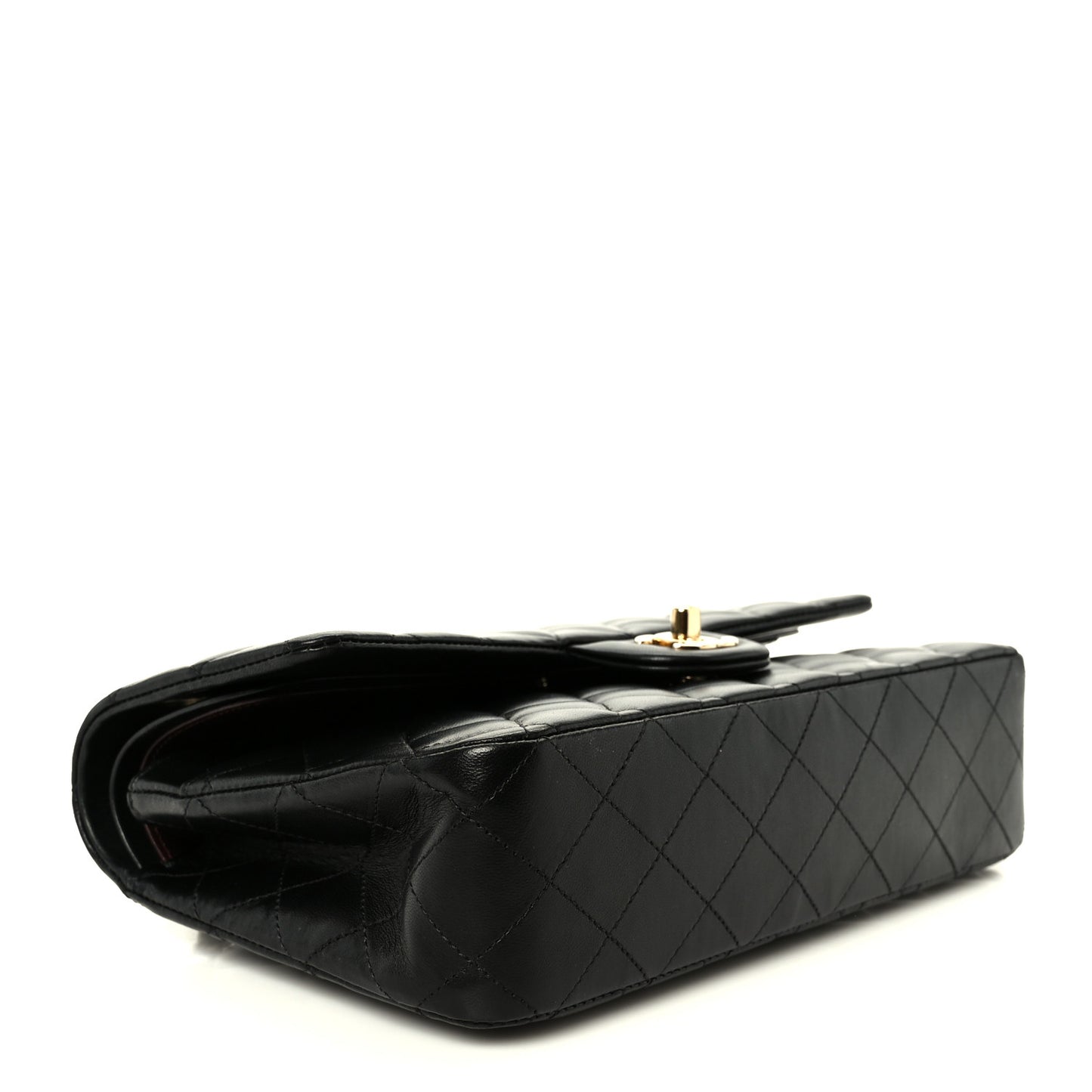 Lambskin Quilted Small Double Flap Black