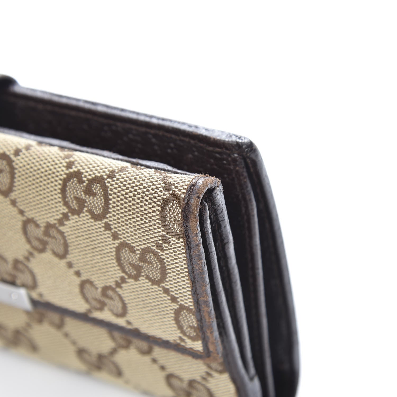 Gucci Monogram Metal Bar Continental Flap Wallet Beige Ebony Dark Brown 13 of 13
