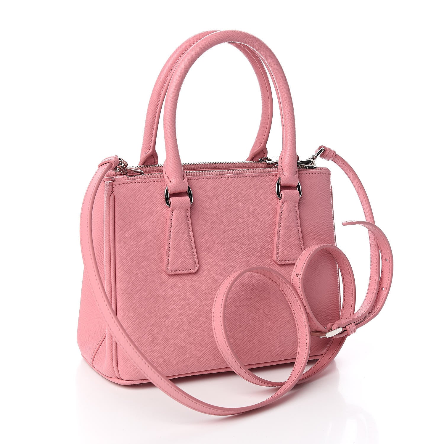 Prada Saffiano Lux Crystal Micro Galleria Double Zip Tote Petalo 3 of 9