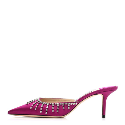 Jimmy Choo Satin Crystal Embellished Tatie Mules 40 Pink 1 of 4