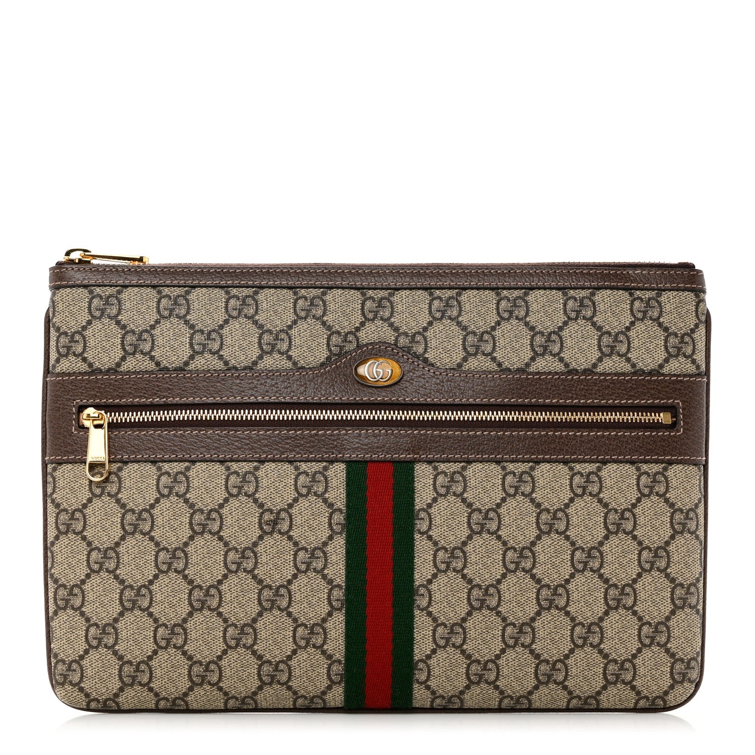 Gucci GG Supreme Monogram Large Ophidia Pouch Clutch Brown 1 of 7