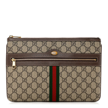 Gucci GG Supreme Monogram Large Ophidia Pouch Clutch Brown 1 of 7