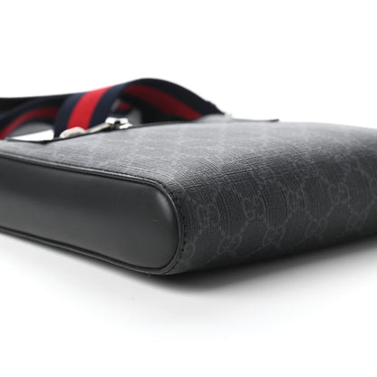 Gucci GG Supreme Monogram Web Small Flat Messenger Bag Black Grey 6 of 11