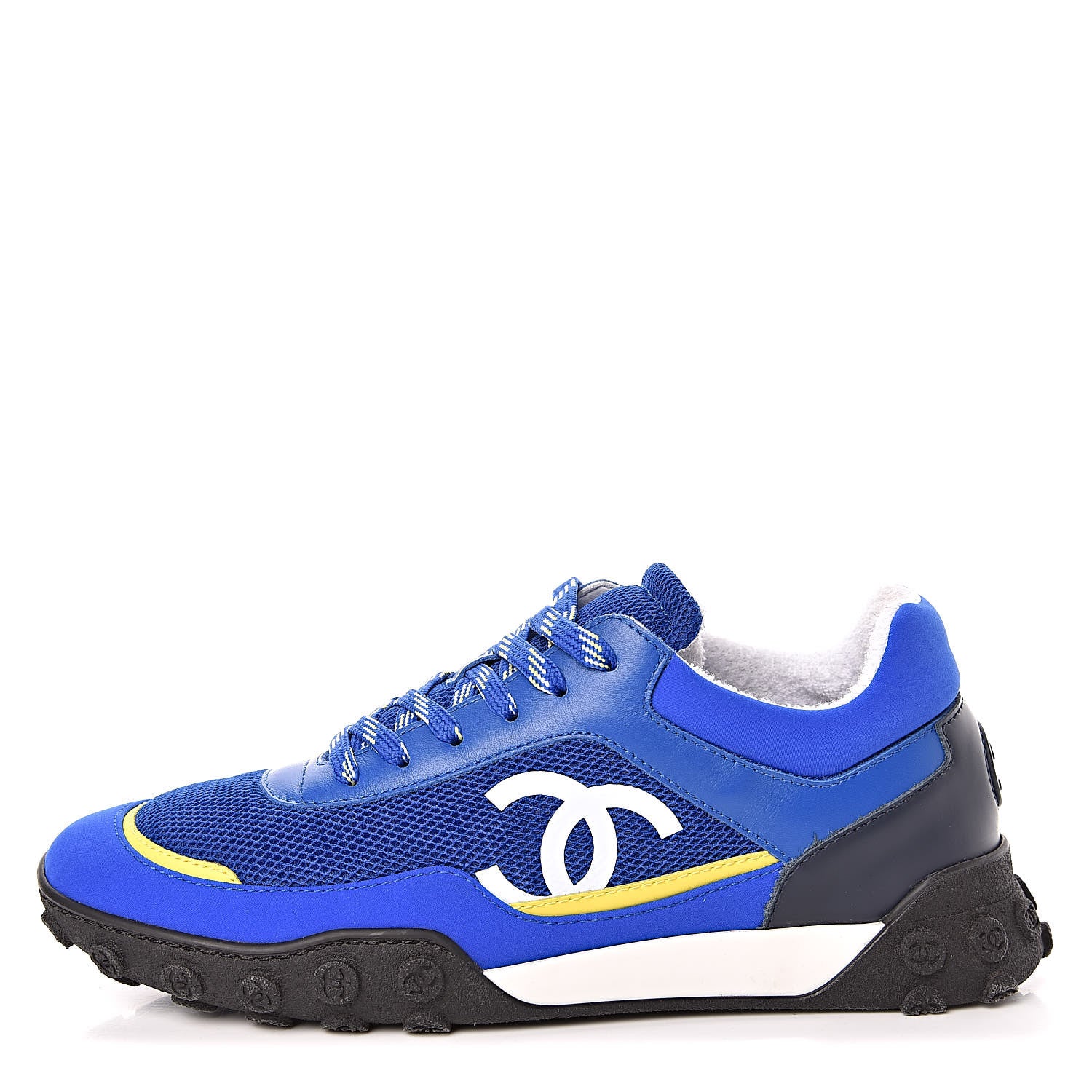 Chanel Calfskin Mesh Lycra Womens Logo Sneakers 39 Royal Blue 1 of 10