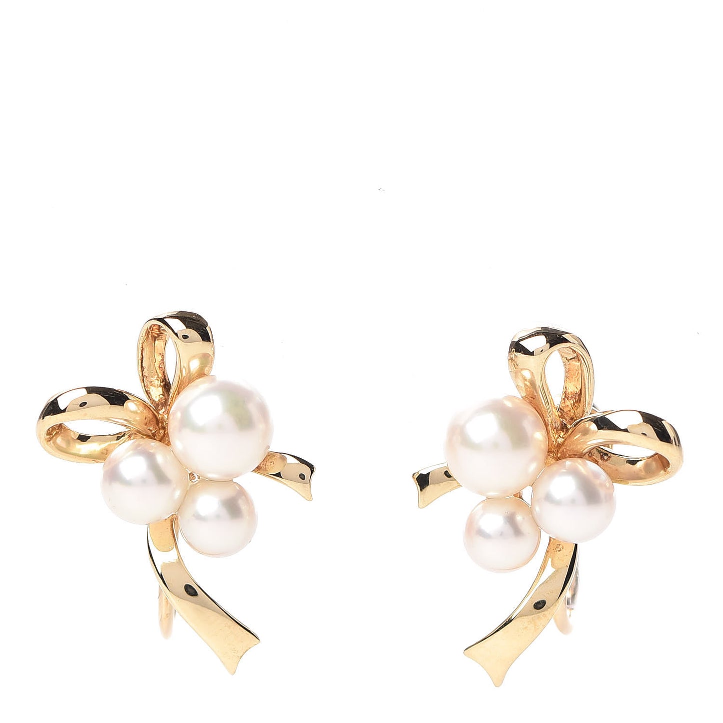 18K Yellow Gold Akoya Pearl 4.5-6mm Ribbon Screw Back Earrings