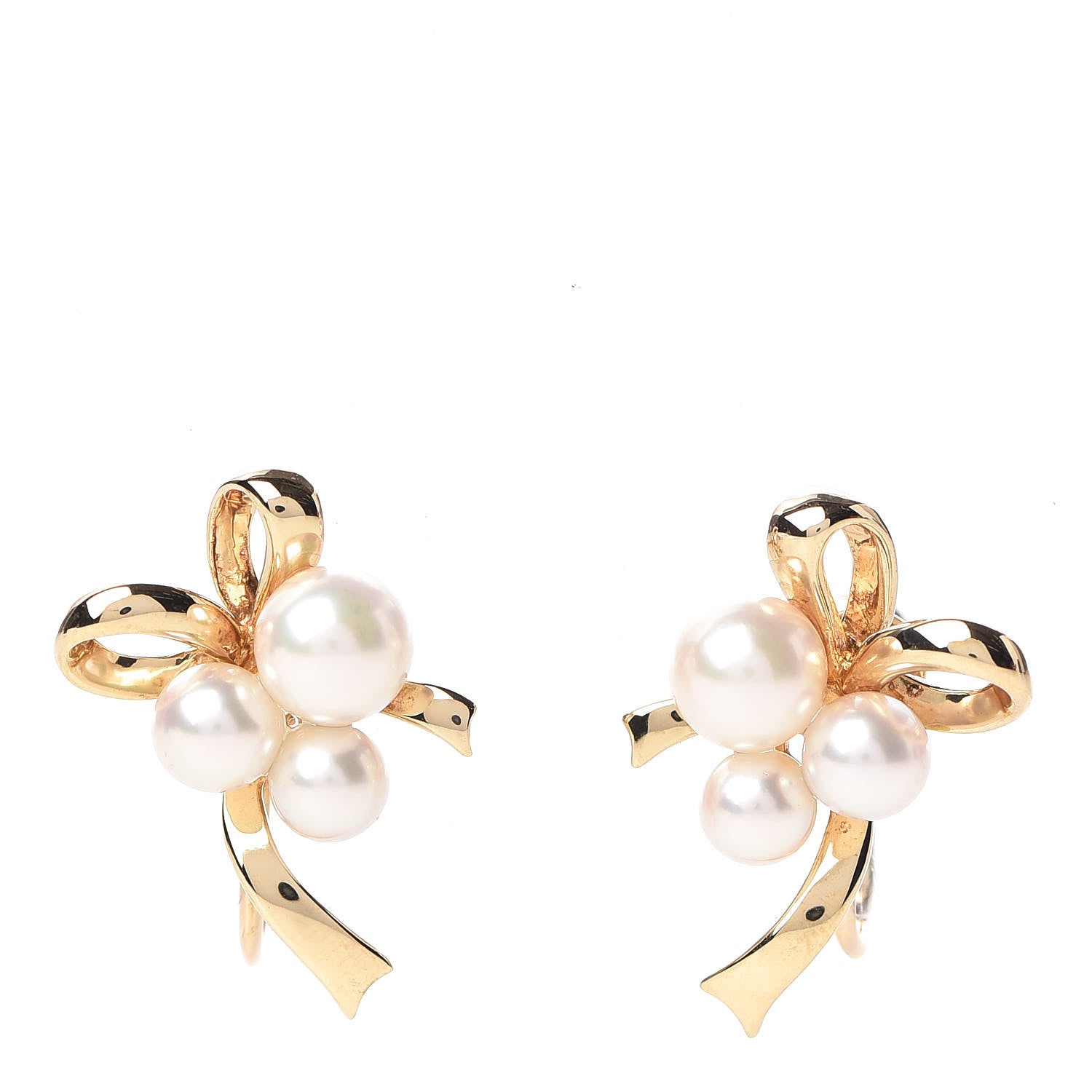 Mikimoto 18K Yellow Gold Akoya Pearl 4.5-6mm Ribbon Screw Back Earrings 1 of 4