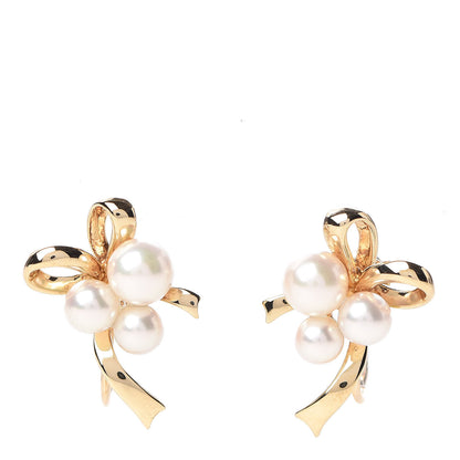 Mikimoto 18K Yellow Gold Akoya Pearl 4.5-6mm Ribbon Screw Back Earrings 1 of 4