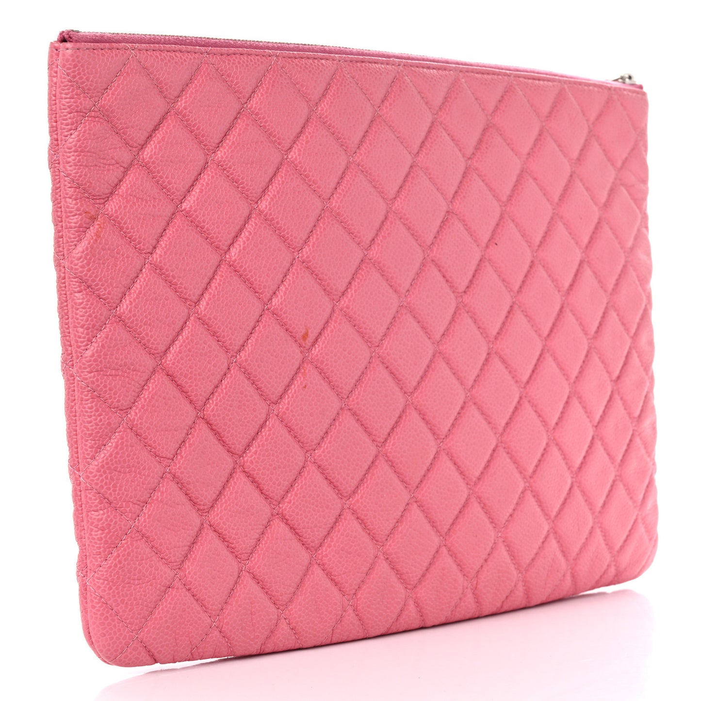 Caviar Quilted Large Cosmetic Case Rose Pink