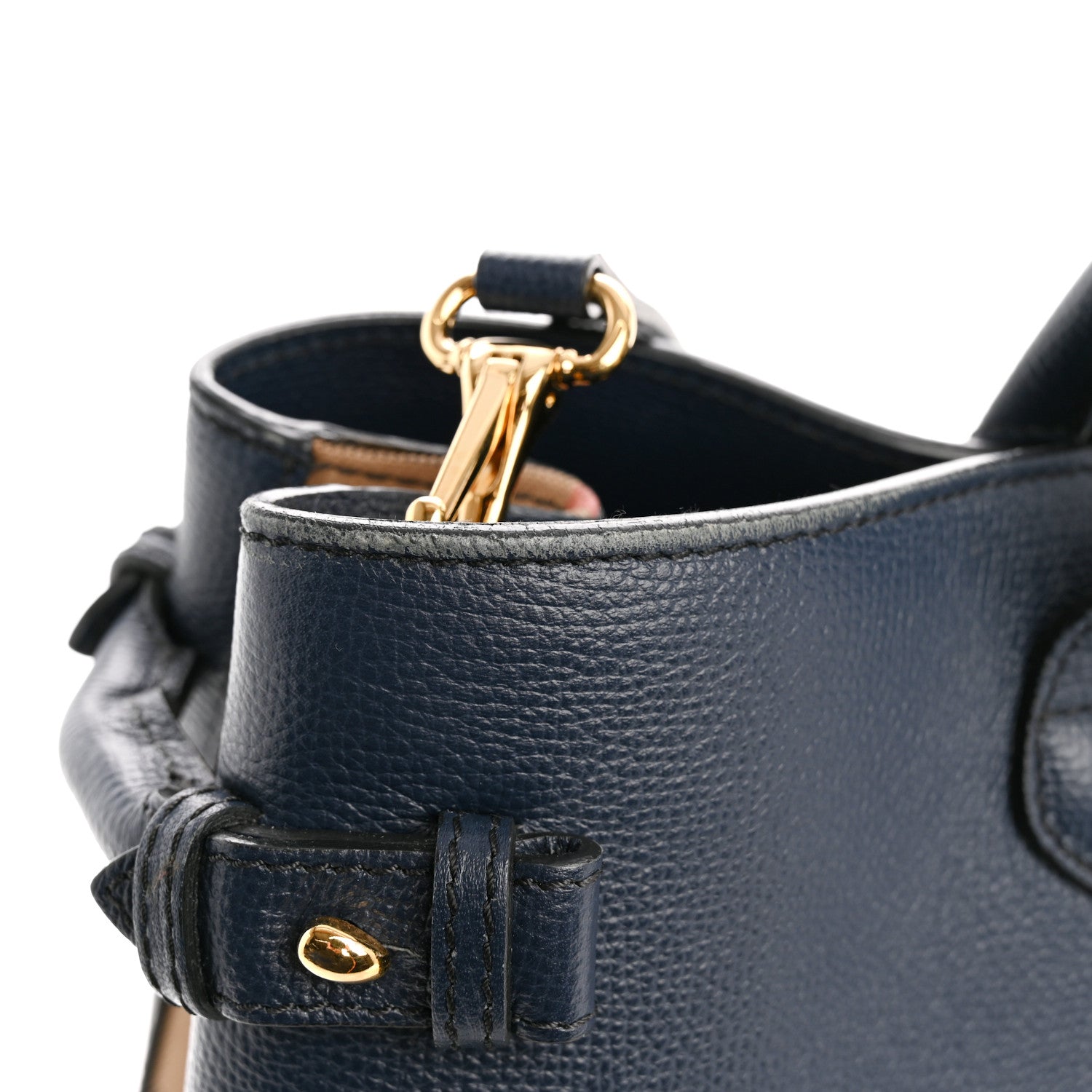 Burberry Grainy Calfskin House Check Large Banner Tote Ink Blue 13 of 15