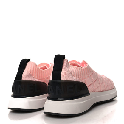 Chanel Mixed Fibers Quilted Womens CC Sneakers 37.5 Light Pink 4 of 7