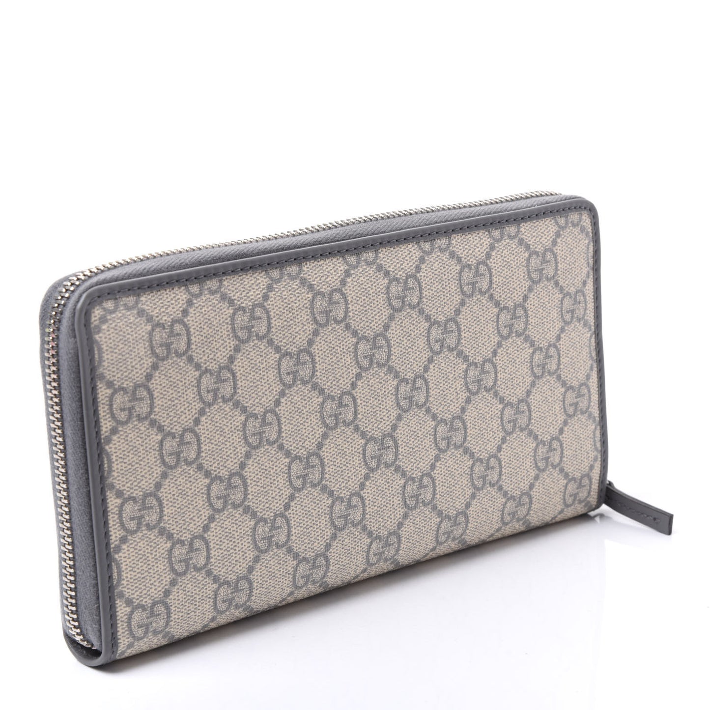 GG Supreme Monogram Zip Around Organizer Wallet Ecru Grigio