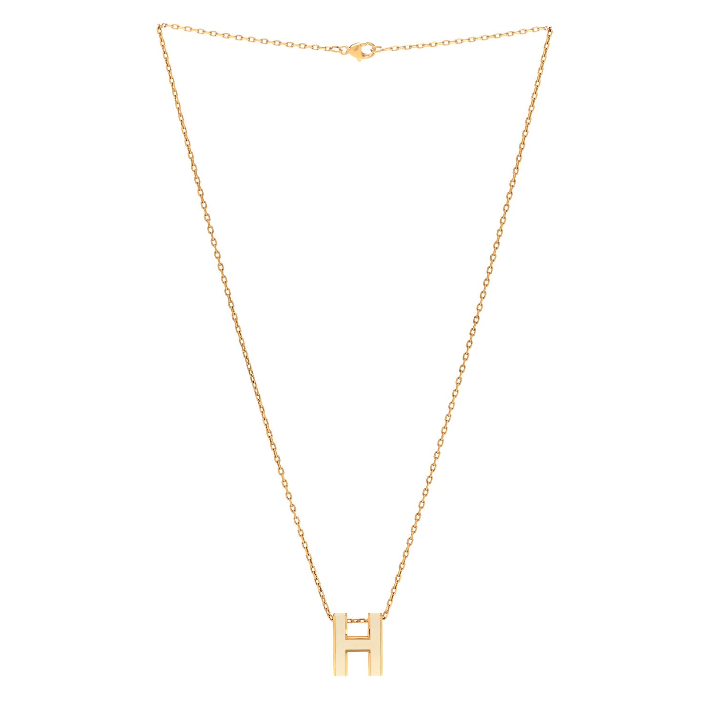 Lacquered Gold Pop H Pendant Necklace White White