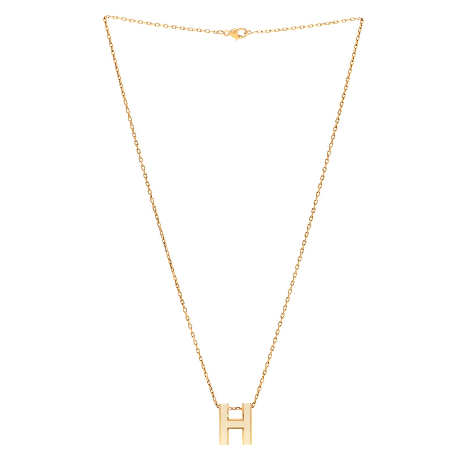 Hermes Lacquered Gold Pop H Pendant Necklace White White 3 of 8