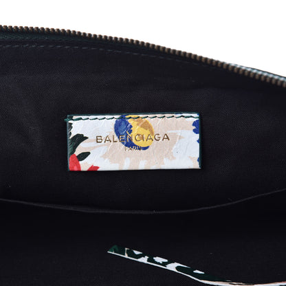 Balenciaga Agneau Classic Hardware Fleurs Small Pouch Beige Red Green 6 of 7
