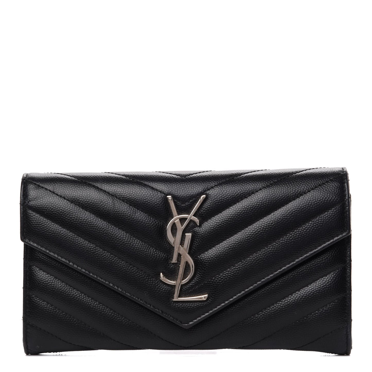 Grain De Poudre Matelasse Chevron Monogram Flap Wallet Black