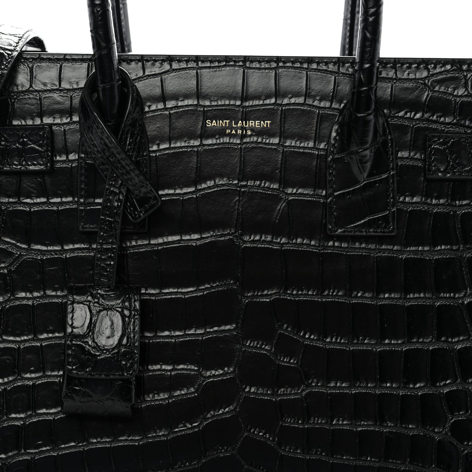 Saint Laurent Calfskin Crocodile Embossed Baby Sac De Jour Black 8 of 11